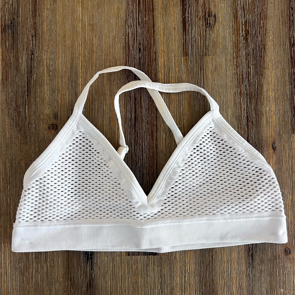 ALO Yoga White Mesh Triangle Bralette